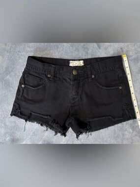 Free People Black Distressed Women's Denim Shorts